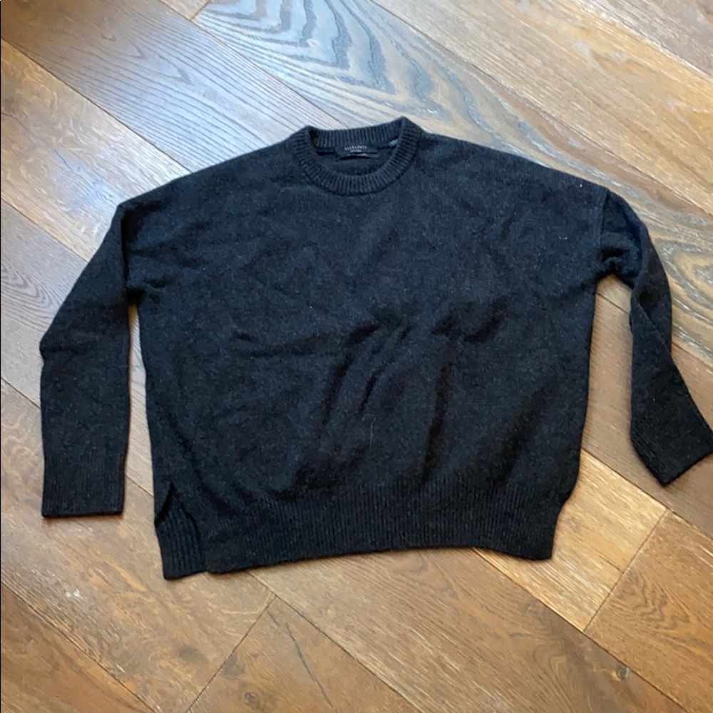 All Saints 100% percent cashmere dark gray sweater